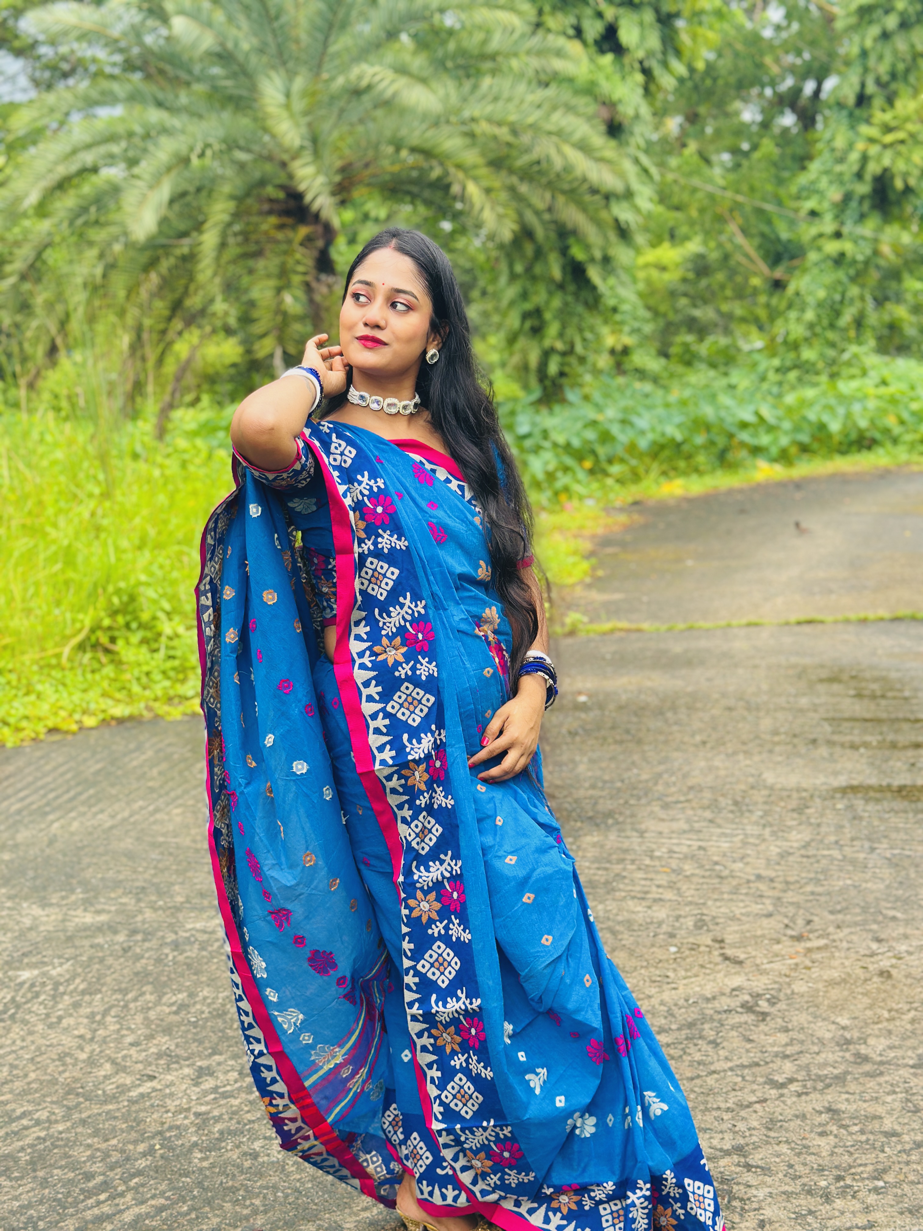 পারুলতা প্রিমিয়াম কটন শাড়ি নেভি ব্লু