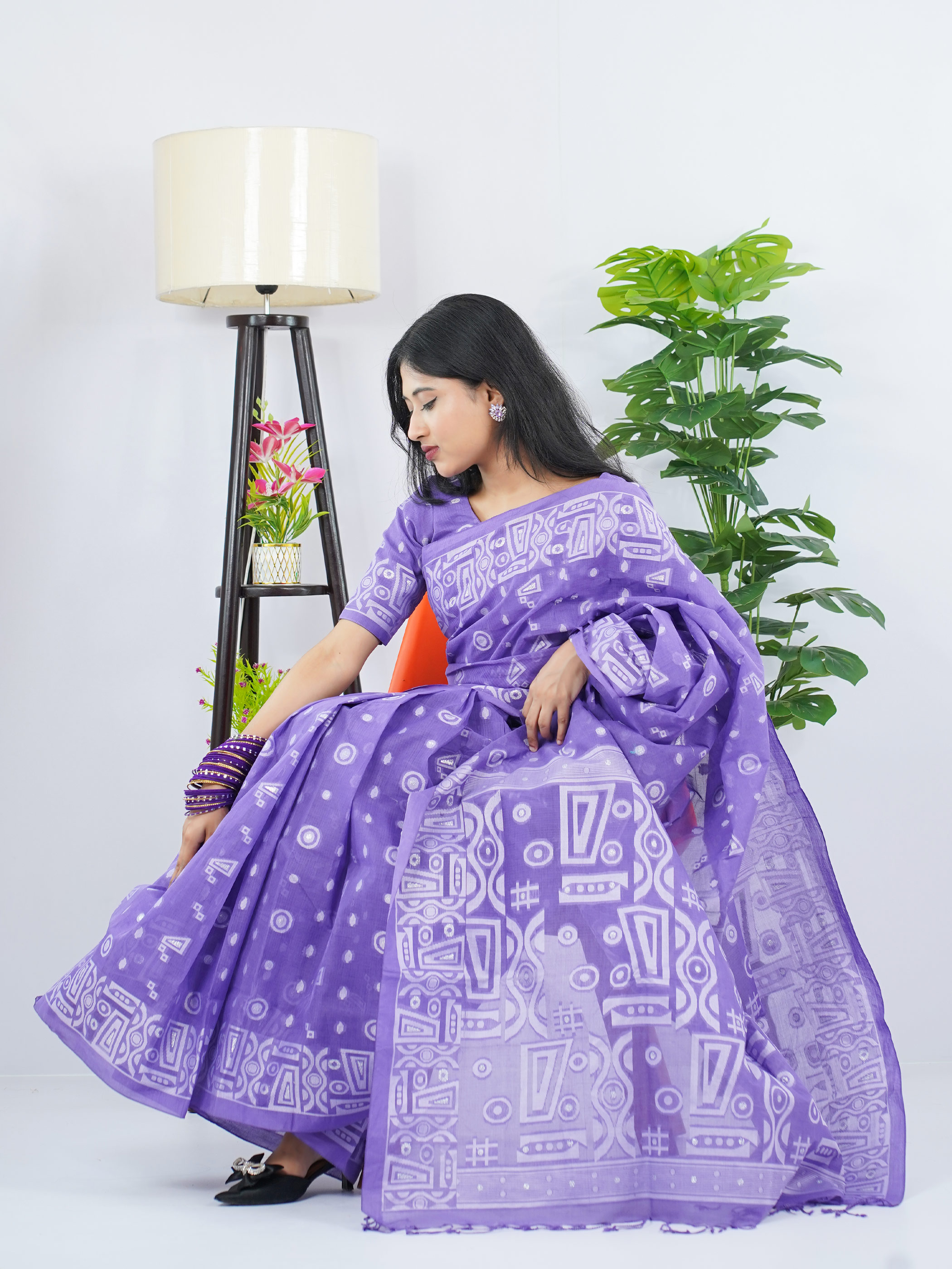 অরুণিমা প্রিমিয়াম সুতি তন্তুজ জামদানী – পার্পল